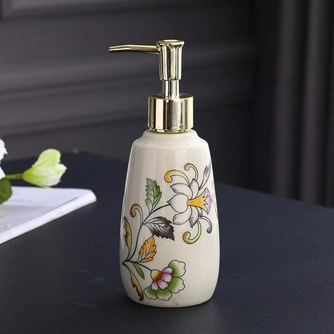 Amazon.com: Vintage Ceramic Soap Dispenser For Bathroom Kitchen,Simple Painted Plants And Flowers White Porcelain Hotel Home Decor,Empty Bottle Liquid Soap Dish Hand With Quick Press Pum : Home & Kitchen Painted Plants, Red Bathroom Accessories, Matte Black Bathroom Accessories, Lotion And Soap Dispensers, Kitchen Simple, Colored Mason Jars, Ceramic Soap Dispenser, Mason Jar Soap Dispenser, House Essentials