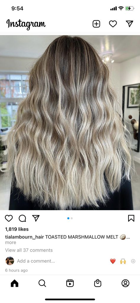 Toasted Marshmallow Hair Color, Marshmallow Hair Colour, Colouring Pics, Toasted Marshmallow, Color Inspo, Hair Inspo Color, Hair Colour, Balayage, Toast