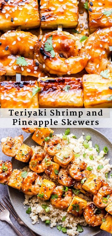 Shrimp And Pineapple Skewers, Shrimp And Pineapple, Recipe Runner, Pineapple Skewers, Pineapple Skewer, Teriyaki Shrimp, Shrimp Kabobs, Juicy Shrimp, Shrimp Skewers