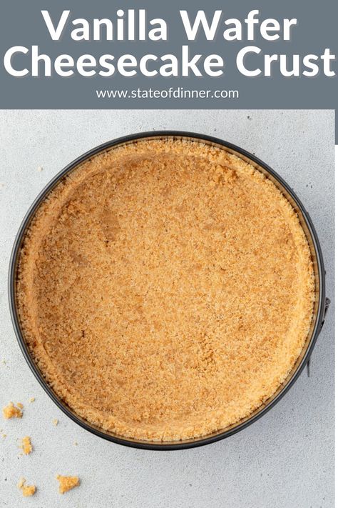 This easy Vanilla Wafer Crust makes the ideal base for creamy cheesecakes. The crisp crust lends a more refined vanilla flavor than a traditional graham cracker crust, which allows the cheesecake filling to shine. Cheesecake With Nilla Wafer Crust, Vanilla Wafer Cheesecake, Cheesecake Crust Recipe, Vanilla Wafer Crust, Kid Friendly Dessert, Vanilla Wafer, Cheesecake Crust, How To Make Cheesecake, Cheesecake Filling