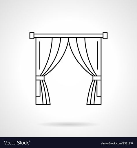 How To Draw A Curtain, Drawing Curtains, Interior Design Flat, Curtain Illustration, Scene Clothing, Curtains Vector, Curtain Drawing, Theatre Curtains, Drawing Furniture