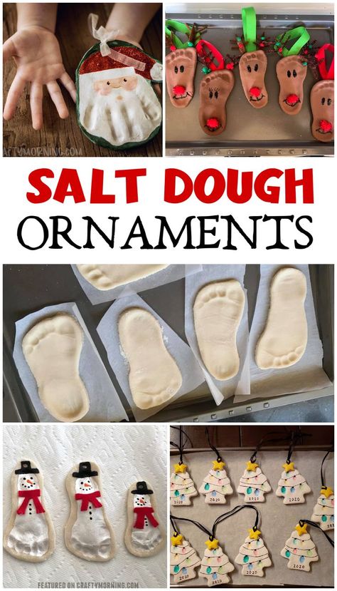 Dough Recipe For Ornaments, Salt Dough Recipe For Ornaments, Ornament Ideas Christmas, Salt Dough Christmas, How To Make Salt Dough, Make Salt Dough, Baby Christmas Crafts, Christmas Ornament Ideas, Salt Dough Christmas Ornaments