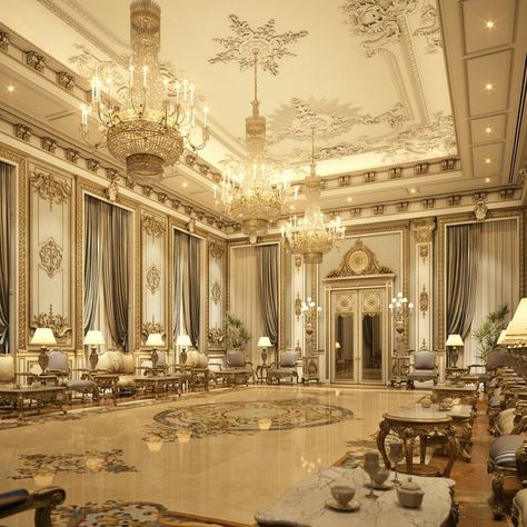 Royal Living Room, Wedding Hall Decorations, Parisian Interior, Entrance Lobby, Neoclassical Interior, Dream Life House, Common Room, Max On, 3d Interior