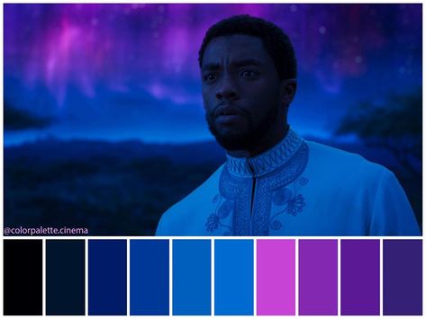 Color Palette Cinema on Instagram: “R.I.P. #ChadwickBoseman “Black Panther” (2018) •Directed by Ryan Coogler •Cinematography: Rachel Morrison •Production Design: Hannah…” Color In Film, Movie Color Palette, Directed By, Ryan Coogler, Black Panther 2018, Marvel Coloring, Cinema Colours, Dark Color Palette, Hex Color Palette