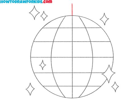 How to Draw a Disco Ball - Easy Drawing Tutorial For Kids Easy Disco Ball Drawing, How To Paint A Disco Ball Step By Step, Disco Ball Drawing, Disco Aesthetic, Ball Drawing, Easy Drawing Tutorial, Drawing Tutorials For Kids, Coloring Supplies, Drawing Tutorial Easy