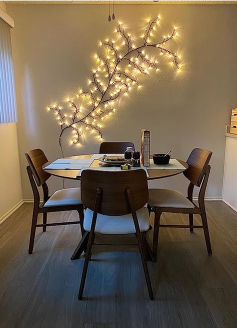 Lituplife 2PCS Enchanted Willow Vine Light for Home Decor,Flexible DIY Lighted Branches with Remote On/Off Timer Dimmer,Lighted Willow Vine 144LEDs Lights... Cute House Decor, Fairy Home Decor, Tree Branch Decor, Lighted Branches, Fairy Home, Aesthetic Living Room, Coffee Nook, Diy Tree, Vine Wall