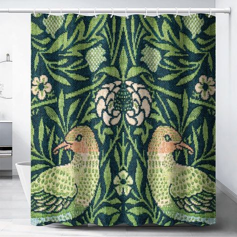 PRICES MAY VARY. ★BATHROOM SETS SIZE:1 shower curtain:66"W×72"H (168 cm X 183 cm)，Includes free hooks and easy to install and slide. Each shower curtain has 12 plastic grommets, it can hold up to daily use. ★ HIGH QUALITY MATERIAL: 100% polyester fiber,Non-vinyl. Non-PEVA. waterproof, quick drying, moisture-proof, capable of withstanding humid bathroom environments. The bathroom shower curtain has no odor, is environmentally friendly and durable, and can be used for a long time. ★Decorative Show British Colonial Bathroom, Colonial Bathroom, Bird Plant, Bird Shower Curtain, Boho Birds, Modern Shower Curtains, Boho Shower Curtain, William Morris Art, Unique Shower Curtain