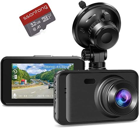 Amazon.com: Dash Camera with SD Card Included, Dashcams for Cars Front Full HD 1080P Dash Cams 170°Wide Angle Dashboard Cameras for Trucks with Night Vision 3”IPS Screen Loop Recording G-Sensor Parking Monitor : Electronics Dashboard Camera, Time Images, Types Of Cameras, Car Camera, Old Video, Dash Cam, Micro Sd Card, Dash Camera, Car Front