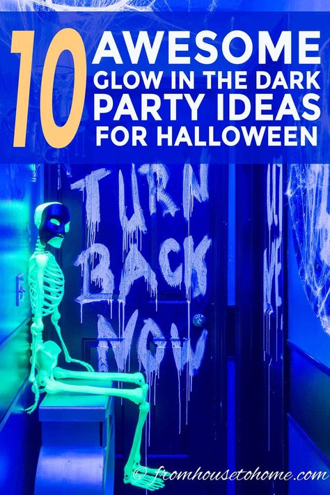 These DIY glow in the dark party ideas for Halloween are awesome! I can't wait to create the haunted house for my Halloween party and be able to write on the walls. #halloweenobsession #halloween #diyhalloween #halloweendecor Scary Halloween Mirror Writing, Mirror Halloween Decoration, Dark Halloween Party, Diy Black Light, Halloween Scene Setters, Diy Glow In The Dark, Halloween Haunted House Decorations, Glow In The Dark Halloween, Halloween Lights Decorations