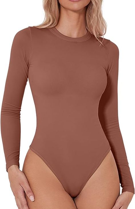 I got it in black and loved it so much I had to get more colors! Love the simplicity of this top but dresses up effortlessly as well! #ad Freddy Costume, Bodysuit Shirt, Bodysuit Tops, Flare Jumpsuit, Square Neck Bodysuit, Brown Long Sleeve, Minimalist Wardrobe, Sleeveless Bodysuit, Club Outfits