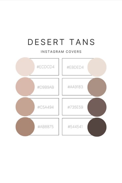 Tan color palette for Instagram cover; tan color palette; best color palette for desert; tan desert color palette for posting on social media--Instagram, Facebook, TikTok; with hex number codes Color Pallete Aesthetic Neutral, Tan Color Palette Hex Codes, Neutral Color Palette Numbers, Cream And Tan Color Palette, Boho Colour Palette Hex Codes, Boho Color Pallete Hex Codes, Canva Beige Color Code, Greige Hex Code, Color Palette For Salon