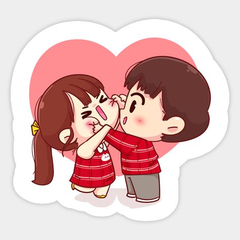 Cute Boy Cheek Pinching His Girlfriend -- Choose from our vast selection of stickers to match with your favorite design to make the perfect customized sticker/decal. Perfect to put on water bottles, laptops, hard hats, and car windows. Everything from favorite TV show stickers to funny stickers. For men, women, boys, and girls. Valentine Cartoon, Valentine Stickers, Cute Couple Cartoon, Face Stickers, Couple Cartoon, Love Stickers, Girl Stickers, Cute Love Couple, Girlfriend Boyfriend