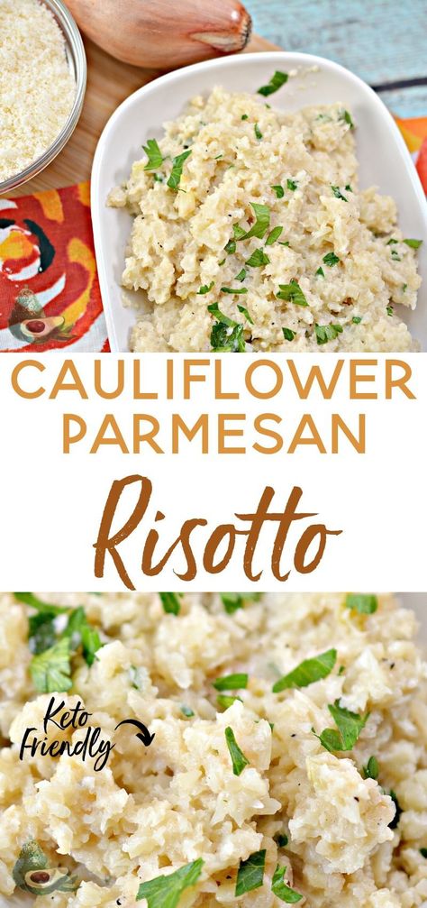 Keto Dirty Rice, Keto Risotto Cauliflower Rice, Cauliflower Rissoto Recipes Keto, Keto Italian Side Dishes, Riced Cauliflower Recipes Keto, Keto Risotto, Riced Cauliflower Recipes, Garlic Cauliflower Rice, Cauliflower Risotto Recipes