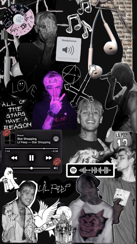 peep collage. rip gus🕊️🤍 Lil Peep Collage, Lil Peep Star Shopping, Lil Peep Wallpaper, Rock Collage, Peep Wallpaper, Music Collage, Edgy Wallpaper, Fall Wallpaper, I Wallpaper