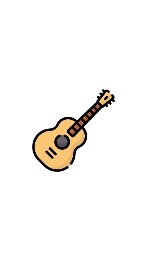 Guitar Cartoon Aesthetic, Cute Guitar Wallpaper, Gutair Drawings Easy, Guitar Cute Drawing, Guitar Simple Drawing, Cute Guitar Drawing, Guitar Cartoon Drawing, Guitar Aesthetic Drawing, Guitar Drawing Aesthetic