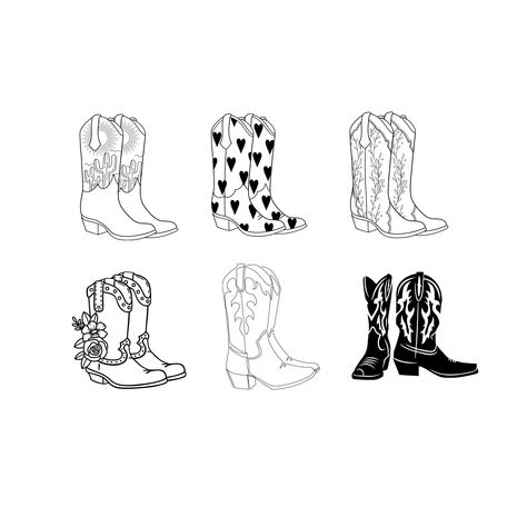 Cowgirl Boots Bundle - Cowgirl Stiefel Bundle - Cowgirl Boots - Cowboy Western Bachelorette - SVG Download Datei von TrendsundLifestyle auf Etsy Cowgirl Boots Vintage, Western Boot Tattoo, Cowboy Boots Tattoo For Women, Cowboy Boot Doodle, Cowgirl Doodle, Cowgirl Boot Drawing, Cowboy Boot Tattoo Small, Cowgirl Boots Drawing, Cowboy Boot Illustration