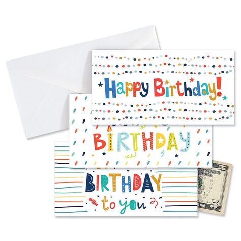 PRICES MAY VARY. PERSONAL TOUCH: Slip some cool cash inside these cool birthday holders. DIMENSIONS: Each measures 3 - 1/2" x 7" with short sentiments inside. A GREAT VALUE: Set of 6 in 3 design. ENVELOPES INCLUDED: Includes white envelopes. Money not included. Printed in the USA. 100% SATISFACTION: If you are not completely satisfied with your purchase, you may return it for a refund or replacement within the return policy Great for those hard to buy for! Holds cash or gift cards, delivered wit Personalized Money Envelopes, Money Holders Card, Celebrate Birthday, Money Card, Birthday Money, Money Holders, Money Envelopes, Money Cards, Card Holders