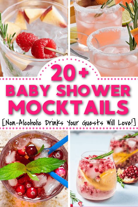 Baby Shower Mocktails, Baby Shower Cocktails, Easy Baby Shower, Baby Shower Punch, Mocktail Drinks, Drinks Smoothies, Baby Shower Drinks, Mocktail Recipes, Baby Shower Pink