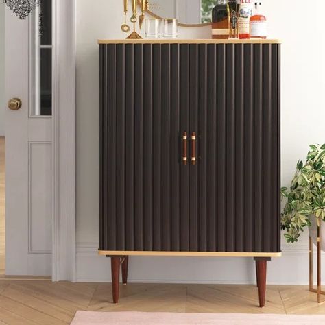 Jonathan Adler Kiki Brass 2 - Door Accent Cabinet - Wayfair Canada Liquor Cabinet Modern, Small Bar Cabinets For Home, Bar Cabinet Ideas, Bar Cabinets For Home, Coven House, Small Bar Cabinet, Black Bar Cabinet, Weathered Steel, Wood Accent Cabinet