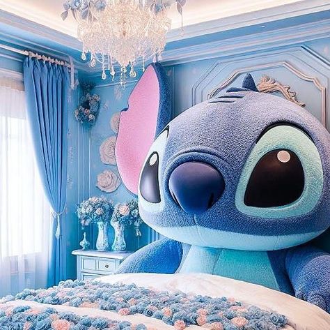 Stitch Girls Bedroom, Lilo And Stitch Bedroom Ideas, Stitch Furniture, Stitch Bedroom Ideas, Stitch Bedroom, Fantasy Bed, Stitch Bedding, Stitch Merchandise, Bear Quotes