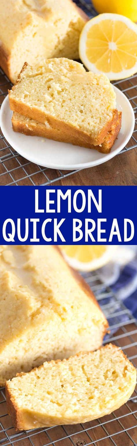 Lemon Quick Bread - this easy quick bread recipe is bursting with lemon flavor. It's great for dessert or breakfast - with or without a lemon glaze! Lemon Quick Bread, Lemon Bread Recipes, Easy Quick Bread, Quick Bread Recipes Easy, Quick Bread Recipe, Coconut Dessert, Lemon Bread, Brownie Desserts, Roll Recipes