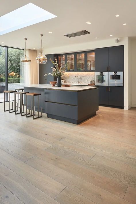 8 Kitchen Flooring Options To Know About | SheerLuxe Kitchen Designers, Kitchen Flooring Options, Open Plan Kitchen Dining Living, Open Plan Kitchen Dining, Kitchen Dining Living, Kitchen Design Plans, Kitchen And Dining Room, Hus Inspiration, Kitchen Inspiration Design