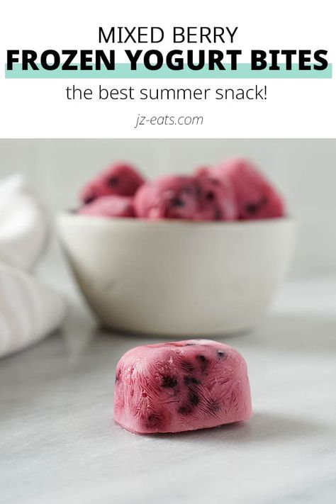 Mixed Berry Yogurt Bites are the 4 ingredient snack recipe you'll be making all summer long. Filled with wholesome ingredients like berries and yogurt, this is a guilt-free snack you can feel good about! #frozenyogurt #yogurtbites Keto Frozen Yogurt Bites, Frozen Yogurt Berry Bites, Smoothie Bites, Strawberry Yogurt Bites, Yogurt Bites Recipe, Frozen Recipes, Keto Diet Drinks, Frozen Yogurt Bites, Keto Approved Foods