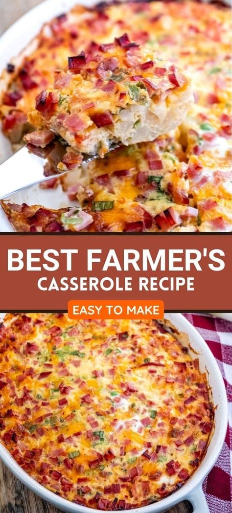 Farmer's Casserole Recipe Farmers Casserole, Brunch Casserole, Breakfast Casserole Easy, Yummy Casseroles, Easy Casserole Recipes, Breakfast Recipes Casserole, Easy Casserole, Breakfast Brunch Recipes, Best Recipe