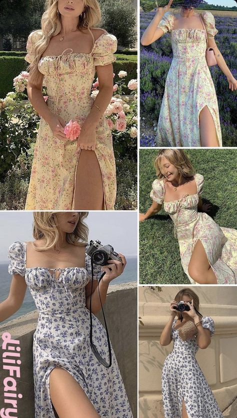 Aesthetic Sundress Outfit, Femenine Outfits Style Summer, Dress Astethic, Floral Dress Summer Classy, Cute Sundress Outfits, Vestidos Aesthetic Vintage, Sundress Outfit Aesthetic, Sun Dress Aesthetic, Cottage Core Dress Aesthetic