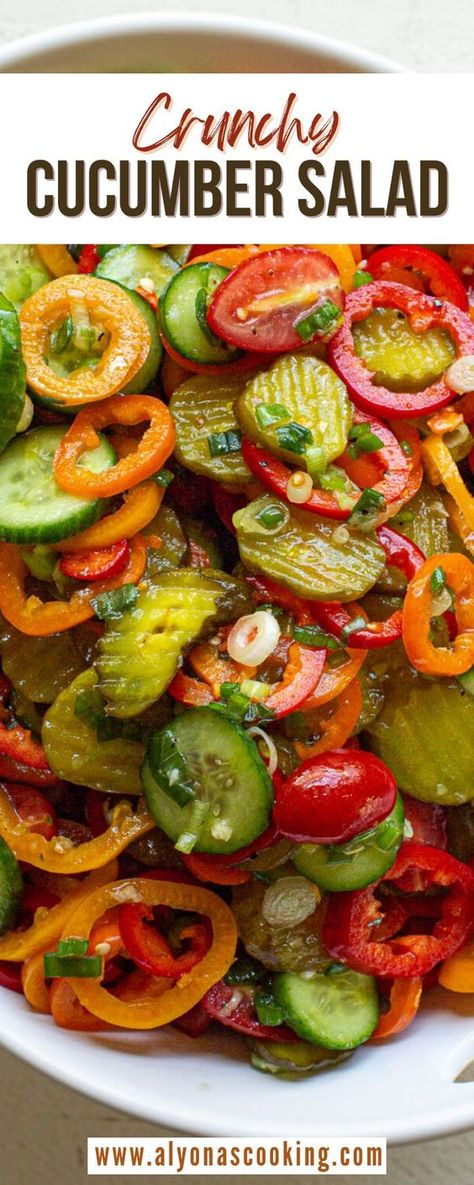 Recipe For Cucumber Salad, Pickled Cucumber Salad, Fresh Vegetable Recipes, Bbq Salads, Cucumber Salad Recipe, Tomato Salad Recipes, Seasoned Veggies, Pickle Chips, Summer Vegetables