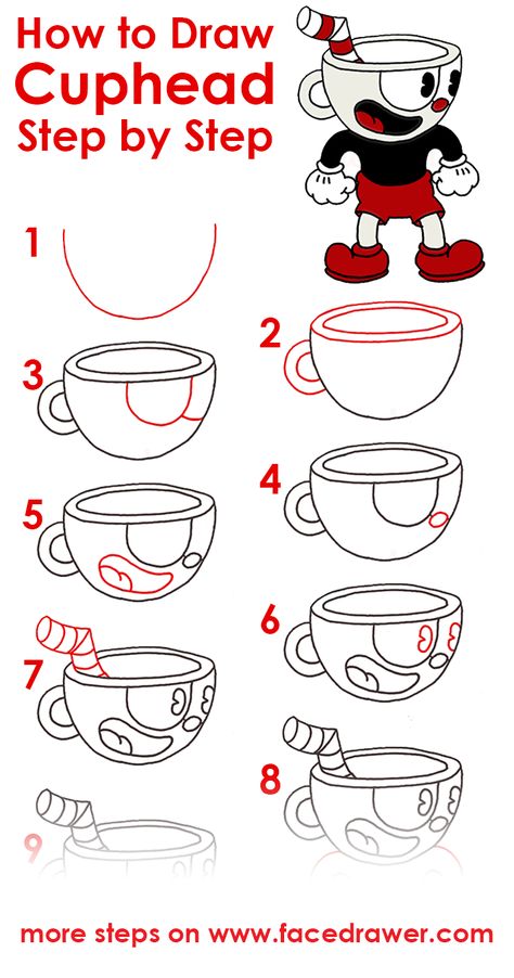 Would you like to learn to draw Cuphead? Today you can learn how to draw Cuphead step by step. Cuphead Drawings Easy, Cuphead Painting, How To Draw Cuphead, Cuphead Tutorial, Cup Head Art, How To Draw Step By Step, Cuphead Drawings, Cuphead Art, Easy Disney Drawings