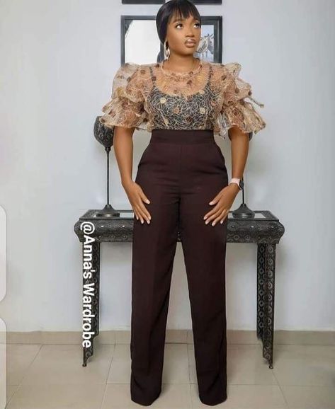 Trendy Lace Top, Organza Tops, Organza Styles, Stylish Naija, 2piece Outfits, Mode Kimono, African Print Dress Designs, Organza Top, Stylish Work Attire