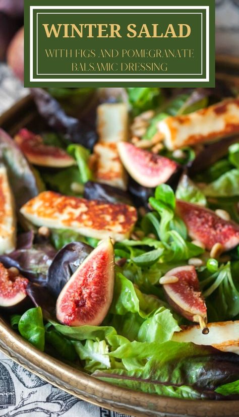 This salad with figs and fried halloumi is a bit of luxury made accessible to all! Cooking Halloumi, Fig Salad, Halloumi Salad, Grilled Halloumi, Fig Recipes, Best Salad Recipes, Balsamic Dressing, Winter Salad, Vegetable Seasoning