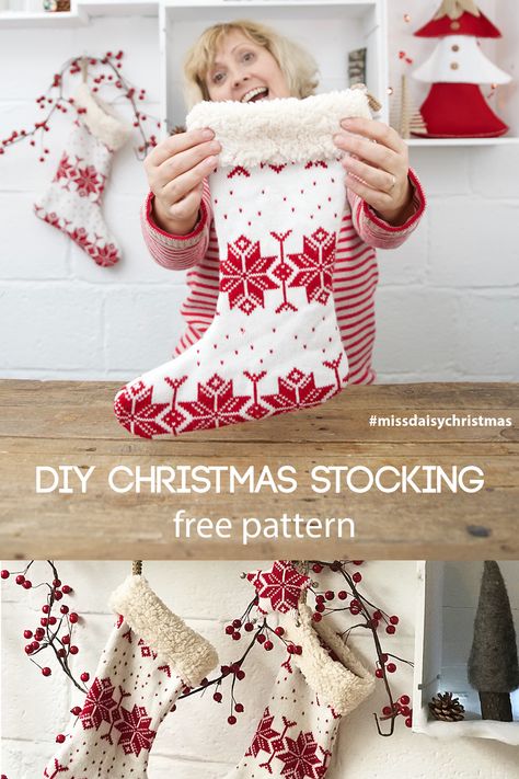 Free Christmas Gift Ideas, Diy Christmas Stocking Pattern, Christmas Gift Ideas Diy, Easy Christmas Stockings, Christmas Stocking Pattern Free, Diy Christmas Stocking, Stocking Pattern Free, Christmas Stockings Sewing, Farmhouse Christmas Stockings