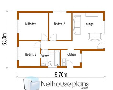 Simple House Plans | 3 Room House Plans |House Design| Nethouseplans House Plans 3 Bedroom Simple, Small House Plans 3 Bedroom, 3 Room House Plan, 3 Bedroom House Plans, Small House Blueprints, Budget House Plans, Simple Floor Plans, Small Modern House Plans, Three Bedroom House Plan