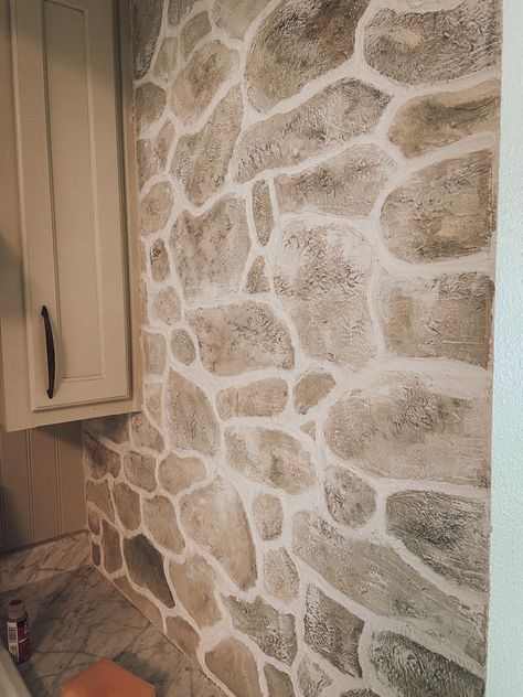 Rock fireplace makeover