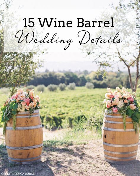 Y’all already know that I am all about the details when it comes to wedding decor, and when it comes to winelands weddings, there are a couple of details that can really add an elegantly rust… Diy Whiskey Barrel, Wine Barrel Wedding, Whiskey Barrel Wedding, Wooden Barrels, Barrel Ideas, Barrel Wedding, Virtual Wedding, Barrel Decor, Wedding Ceremony Ideas