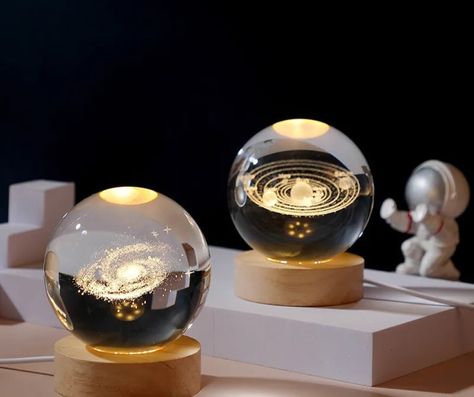 Sistema Solar 3d, 3d Solar System, Night Lamp Bedroom, Galaxy Solar System, Galaxy Decor, Ball Lamps, 3d Crystal, Gravure Laser, 3d Laser