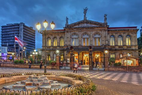 Costa Rica's new president wants to ban all fossil fuels in transport by 2021. San Jose Costa Rica, Costa Rica Travel, National Theatre, Funchal, Most Beautiful Cities, Cool Countries, Banksy, International Travel, Central America