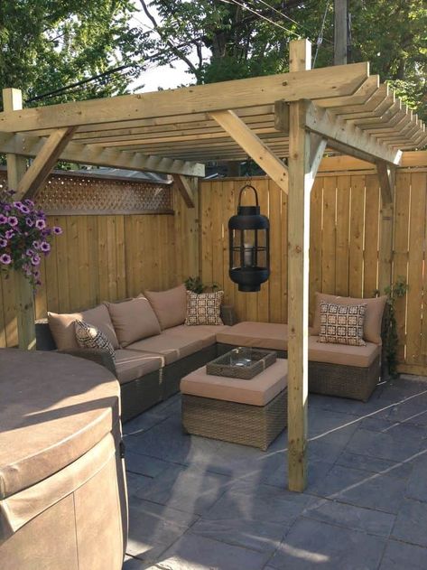 Corner Building, Contemporary Backyard, Small Patio Design, Patio Pergola, Pergola Ideas, Backyard Seating, Pergola Design, Wooden Pergola, Backyard Pergola