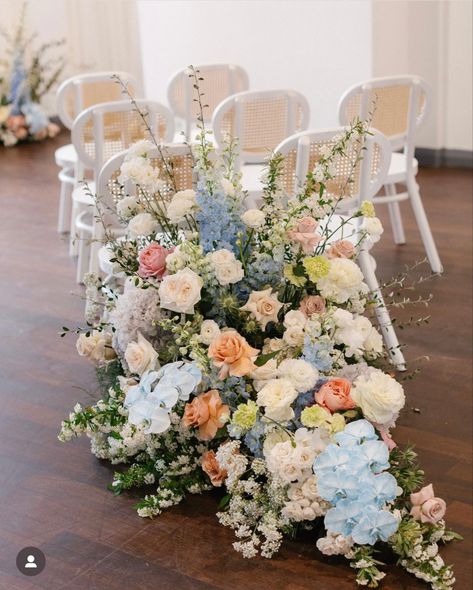 Blue Peach Wedding, Peach Wedding Theme, Ceremony Arrangement, Wedding Chuppah, Peach Wedding Flowers, Pastel Wedding Flowers, Blue Wedding Bouquet, Dream Destination Wedding, Wedding 2025