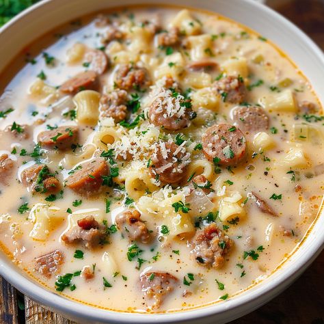 When the weather turns chilly, there’s nothing quite as comforting as a warm bowl of soup. Elevate your soup game with this Creamy Parmesan Italian Sausage Soup recipe. Packed with savory Italian sausage, tender pasta, ... READ MORE Creamy Parmesan Sausage Italian Soup, Flavor Nectar Creamy Parmesan Italian Sausage Soup, Italian Sausage Parmesan Soup, Creamy Italian Parmesan Sausage Soup Crockpot, Creamy Parmesan Italian Sausage Soup, Crockpot Sausage Recipes, Sweet Italian Sausage Recipes Dinners, Sweet Italian Sausage Soup, Sausage Pasta Soup