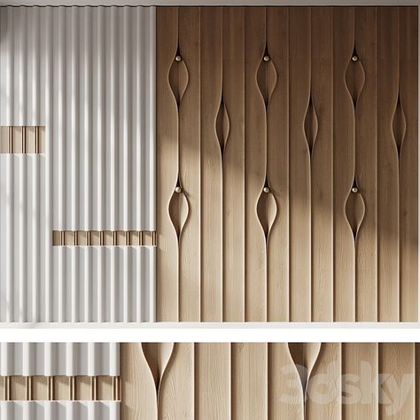 wall panel 08 - 3D panel - 3D model Luxury Feature Wall Design, 3d Panel Texture, Wall Paneling Ideas Bedroom, 3d Panel Design, Wall Paneling Design, Wall Panelling Design, 3d Wall Cladding, Texture Interior Design, Wall Panel Texture