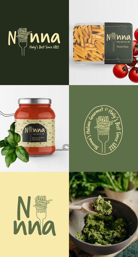 A Brand board of logo designs, images, and packaging design for an Italian pasta & pesto brand. Healthy Food Branding, Honey Label Design, Pasta Brands, Graphic Designer Studio, Noodle Restaurant, Pasta Restaurants, Organic Recipes Healthy, Handmade Pasta, Healthy Restaurant