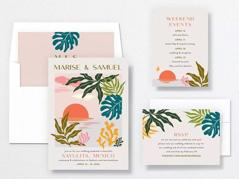 Hawaiian Wedding Invitations, Lily Wedding Invitations, Tropical Scenery, Handwritten Wedding, Destination Wedding Invitation, Palm Wedding, Wedding Graphics, Paradise Wedding, Canva Wedding