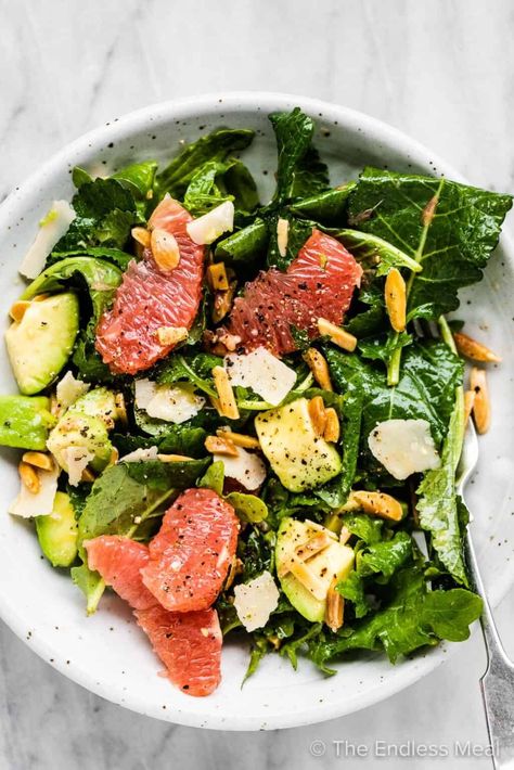 Baby Kale Salad Recipes, Salad With Grapefruit, Kale Apple Salad, Baby Kale Salad, Perfect Baked Chicken Breast, Perfect Baked Chicken, Salad For Dinner, Grapefruit Salad, Spring Salad Recipes