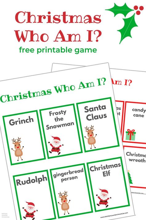 Who Am I Christmas Game Printable, Who Am I Christmas Game, Christmas Who Am I Game, Christmas Family Fued Free Printable, Christmas Taboo Printable Free, Christmas Games Printable Free, Christmas Pictionary Game Free Printable, Christmas Family Fued, Free Printable Christmas Games