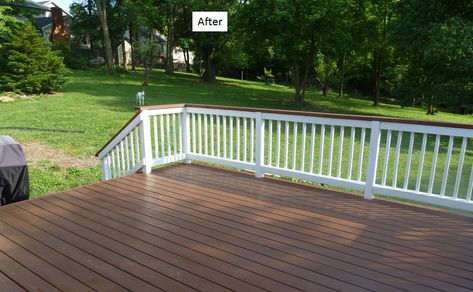 Image result for brown deck white rails Deck Painting Ideas, White Railing, Deck Paint Colors, Brown Deck, Deck Painting, Deck Stains, Deck Stain Colors, Deck Stain, Wood Decking