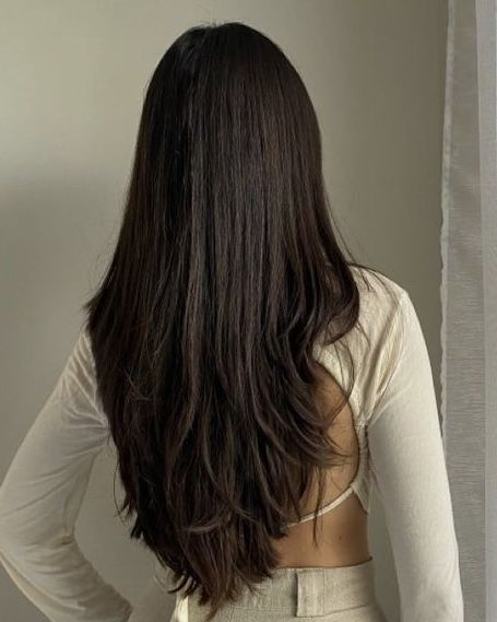 Thick Straight Hair With Layers, Layered V Cut Hair, Oval Haircut, V Cut Hair, V Hair, Haircut 2024, Haircuts For Long Hair With Layers, Hair Inspiration Long, Tutorial Ideas