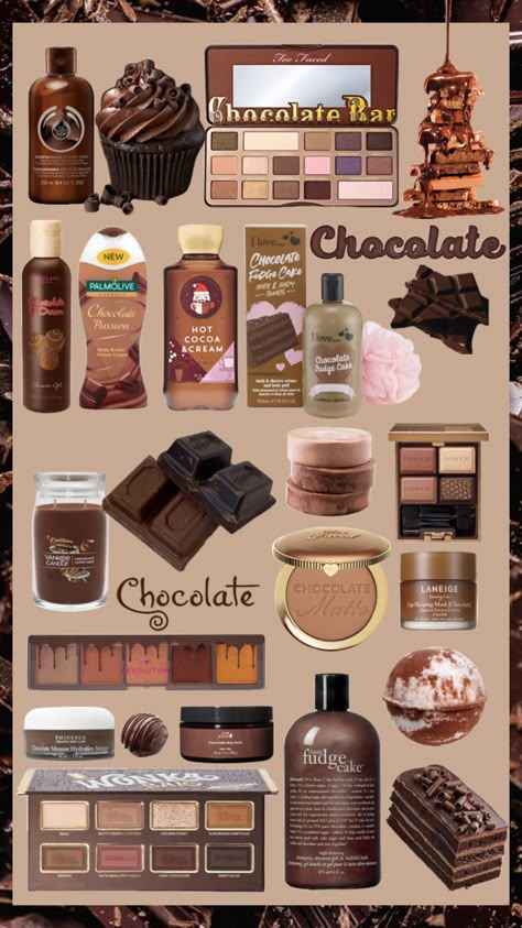 Chocolate cosmetics 🍫 #chocolate Chocolate Shower Routine, Chocolate Scented Products, Chocolate Body Care, Chocolate Fragrance Perfume, How To Smell Like Chocolate All Day, Chocolate Smelling Products, How To Smell Like Chocolate, Chocolate Skincare, Showering Tips